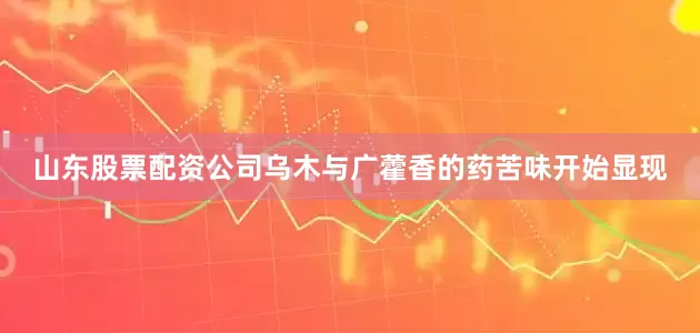 山东股票配资公司乌木与广藿香的药苦味开始显现